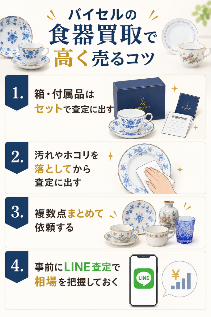 バイセルの食器買取で高く売るコツ
