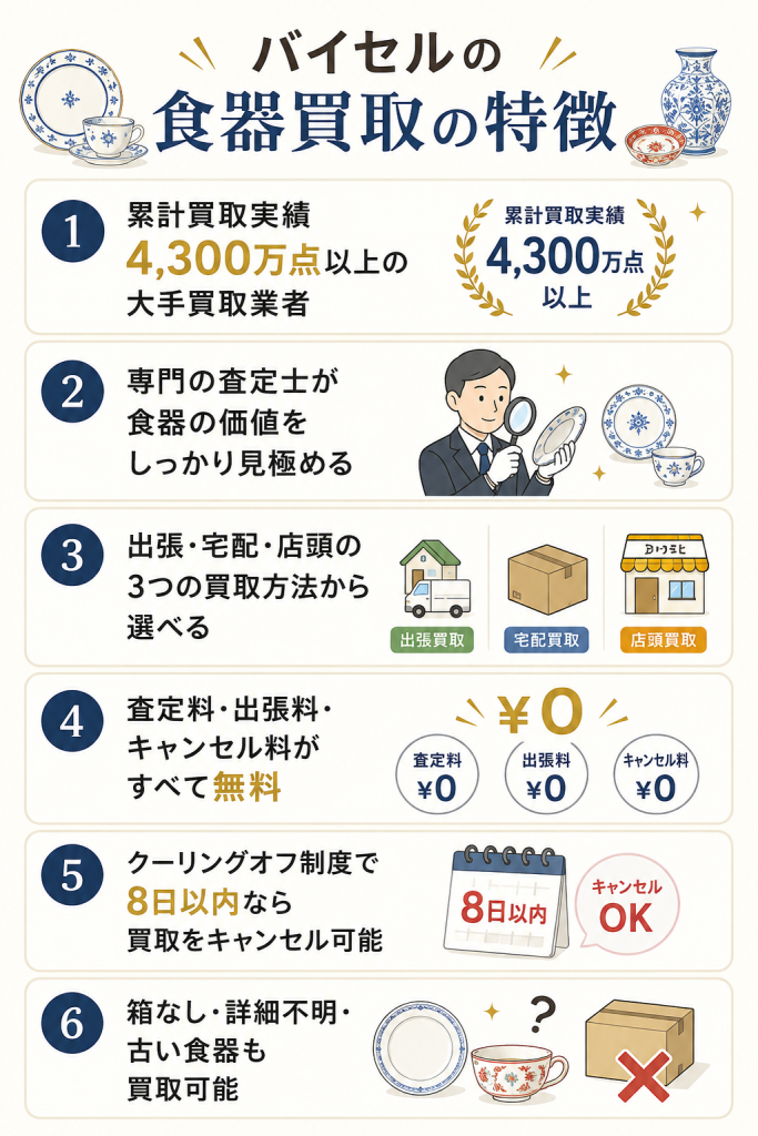 バイセルの食器買取の特徴