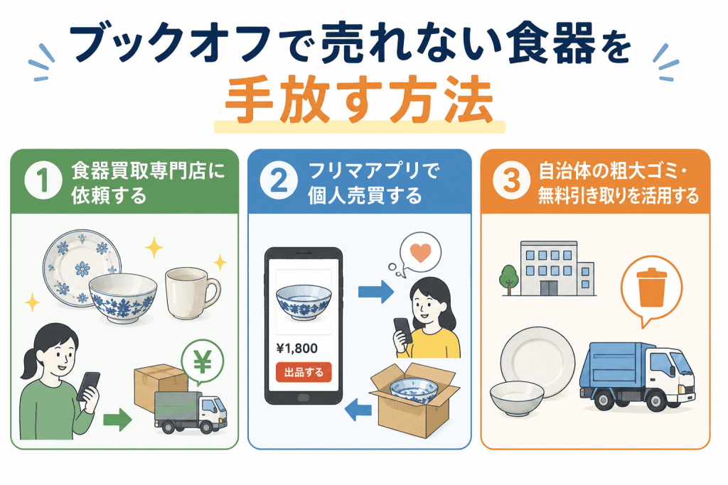ブックオフで売れない食器を手放す方法　図解