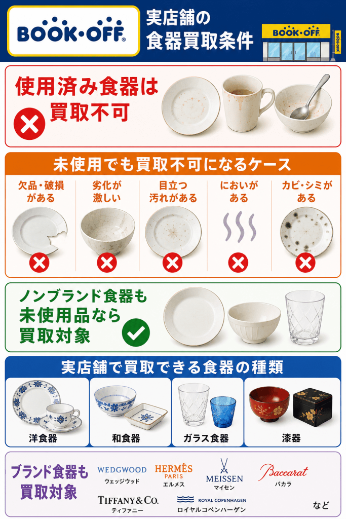 ブックオフ実店舗の食器買取条件