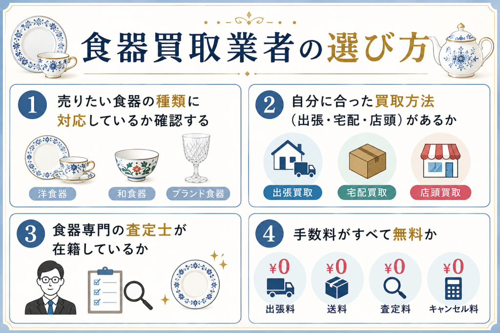 食器買取業者の選び方　図解